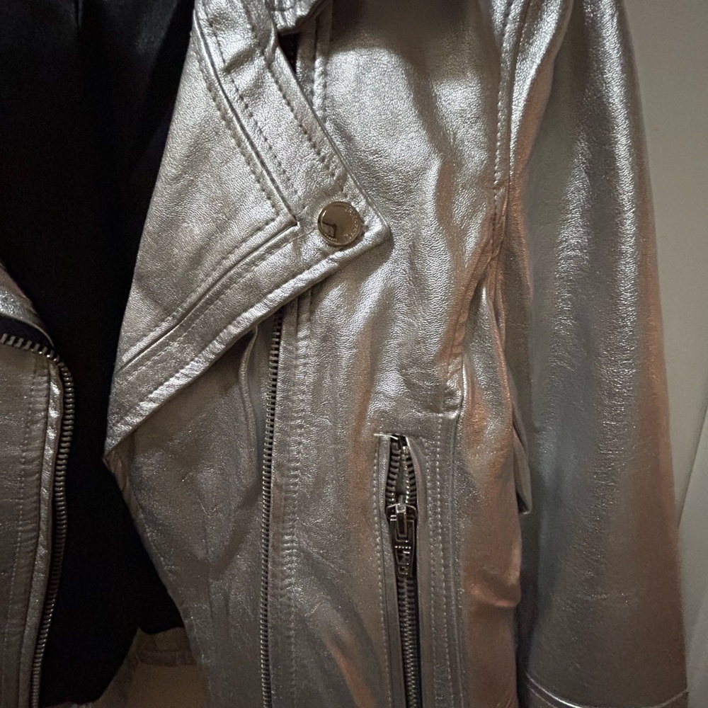 Blank NYC Shiny Silver Leather Jacket New Years Eve!! - Picture 3 of 9